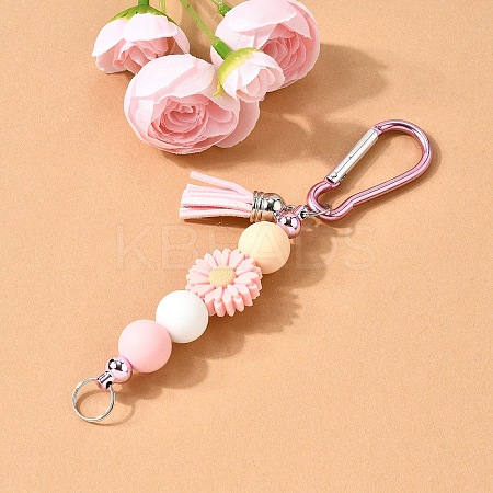 Silicone & Faux Suede Tassel Pendant Decoration HJEW-YW00100-03-1