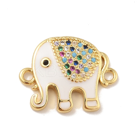 Brass Micro Pave Colorful Cubic Zirconia Connector Charms X-KK-B059-05G-01-1