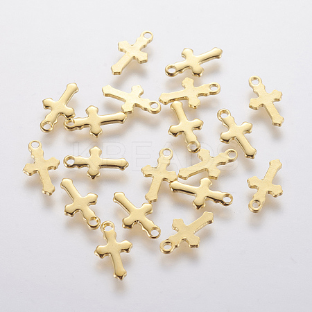 304 Stainless Steel Tiny Cross Charms A-STAS-F201-01G-1