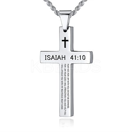 Stainless Steel Cross Pendant Necklace for Men RC3506-5-1