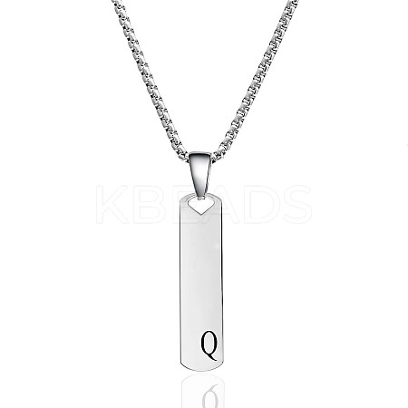 304 Stainless Steel Rectangle with Letter Pendant Box Chain Necklaces FS-WGD7C78-17-1