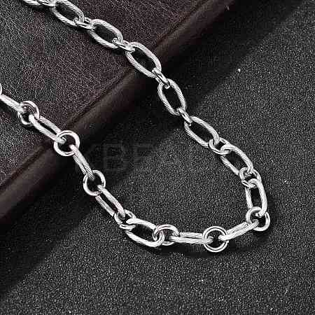 304 Stainless Steel Oval Link Chain Necklaces for Women Men NJEW-A054-01P-1
