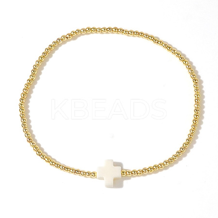 Brass Round Beads Stretch Bracelets VH4184-4-1
