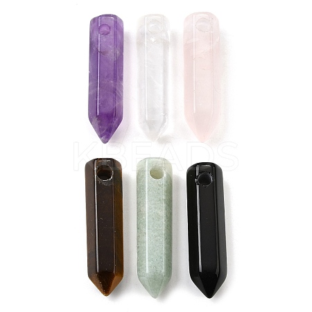 Natural Mixed Gemstone Pointed Pendants G-Q035-01-1