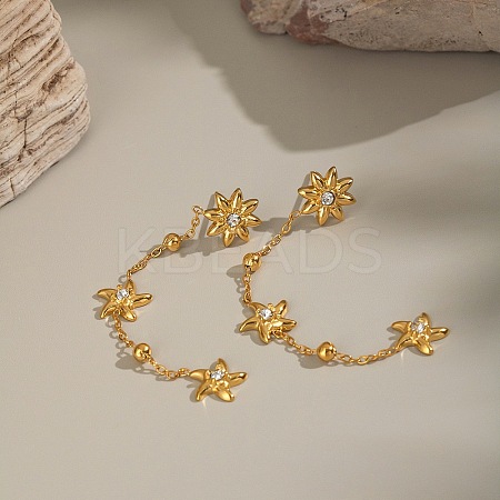 304 Stainless Steel Star Dangle Stud Earrings LS-EJEW-G451-03G-1