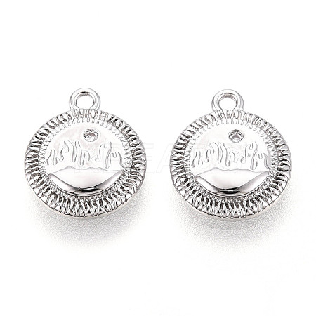Brass Micro Pave Clear Cubic Zirconia Charms KK-N267-15P-1