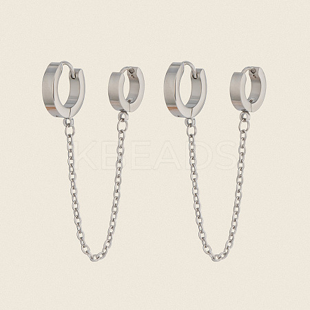 304 Stainless Steel Double Hoop Earrings LS-MR5032-1