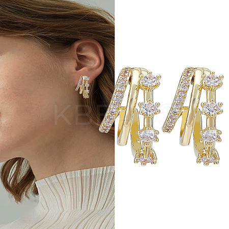 1 Pair Brass Rhinestone Stud Earrings for Women EJEW-LP0004-86-1