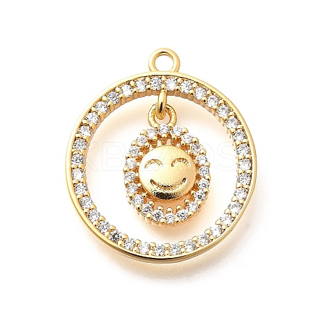 Brass Micro Pave Cubic Zirconia Pendants KK-G519-05G-01-1