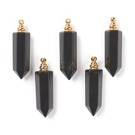 Faceted Natural Black Agate Pointed Pendants G-H252-F05-1