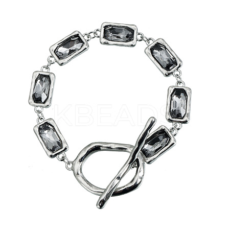 Alloy & Glass Link Chain Bracelets for Women WG26488-03-1