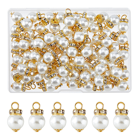 80Pcs Glass Pearl Pendants PALLOY-FH00016-1