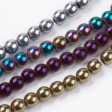 Non-magnetic Synthetic Hematite Beads Strands G-S096-4mm-M-1