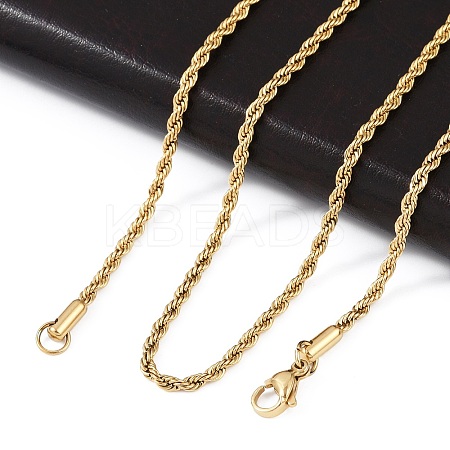 Unisex PVD Vacuum Plating 304 Stainless Steel Rope Chain Necklaces STAS-D0002-33G-1
