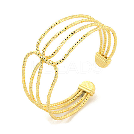 Rack Plating Brass Multi-Strand Open Cuff Bangles for Women BJEW-P322-03G-1