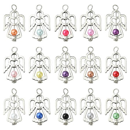 60Pcs 15 Colors Acrylic Pendants PALLOY-CJ00097-1