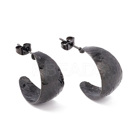 Ion Plating(IP) 304 Stainless Steel Chunky C-shape Stud Earrings EJEW-P198-13EB-1