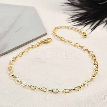 Brass Heart Link Bracelets for Women BJEW-G735-07G-01-1