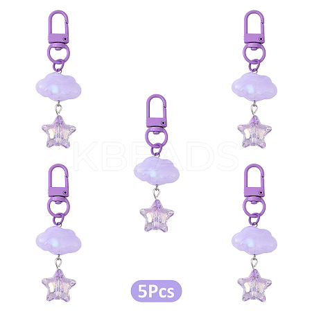 Cloud with Star Acrylic Pendant Decoraions HJEW-YW00184-03-1