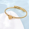 304 Stainless Steel Heart Beaded Cuff Bangle LS-BJEW-K280-02G-3