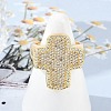 Brass Micro Pave Clear Cubic Zirconia Open Cuff Rings for Women LS-RJEW-R011-03G-01-3