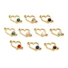 Ion Plating(IP) 304 Stainless Steel Pave Natural Mixed Stone Heart Connector Charms STAS-Z100-14G-1