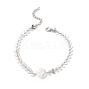 Natural Pearl Link Bracelet with 304 Stainless Steel Cobs Chains for Women BJEW-TA00214-1