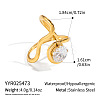Irregular 304 Stainless Steel Cubic Zirconia Cuff Open Rings for Women RA2180-2-1