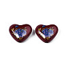 Flower Printed Opaque Acrylic Heart Beads SACR-S305-28-L02-2