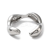 Rack Plating Brass Twist Wave Open Cuff Rings for Women X-RJEW-Q777-08P-3
