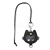 Imitation Leather Cat Shaped Coin Pouch Pendant Black Waxed Cord Necklaces NJEW-Z099-01-3