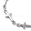304 Stainless Steel Cross Link Chain Anklets for Women AJEW-AN00679-02-3