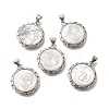 Brass with Natural Shell Carved Pendants KK-Z091-04P-02-1