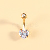 304 Stainless Steel Clear Cubic Zirconia Heart Curved Barbell Belly Rings WG52F32-07-1