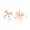 Brass Clear Cubic Zirconia Stud Earrings EJEW-T048-09A-2