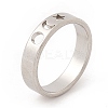 Non-Tarnish 201 Stainless Steel Moon and Star Finger Ring for Women LS-RJEW-A006-02P-3