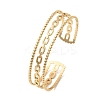 304 Stainless Steel Hollow Cuff Bangles for Women BJEW-B120-06G-02-4