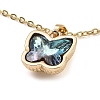 Butterfly Glass Pendant Necklaces NJEW-E105-06KCG-01-1
