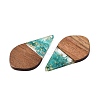 Transparent Resin and Walnut Wood Pendants RESI-T057-06I-3