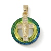 Brass Micro Pave Cubic Zirconia with Glass Pendents KK-Q815-01G-03-1