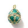 Rack Plating Brass Micro Pave Cubic Zirconia Enamel Pendants X-KK-M230-11G-2