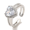 Brass Micro Pave Cubic Zirconia Rings for Women RJEW-E295-16P-1