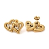 Double Heart 304 Stainless Steel Rhinestone Stud Earrings for Women EJEW-U003-13G-2