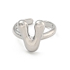 Brass Letter Open Cuff Rings for Women RJEW-G313-01V-P-2