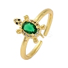 Rack Plating Brass Micro Pave Cubic Zirconia Open Cuff Finger Rings for Women RJEW-M028-93G-4