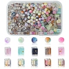 450Pcs 3 Styles Frosted Glass Beads with Golden Glitter Powder DGLA-FS0001-13-1