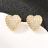 Brass Micro Pave Clear Cubic Zirconia Stud Earrings EJEW-G471-31G-02-2