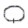 Column Natural Blue Spot Jasper Bead Stretch Bracelets BJEW-F493-03EB-2