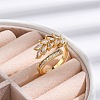 Rack Plating Brass Micro Pave Clear Cubic Zirconia Cuff Finger Rings for Women RJEW-M028-03G-5