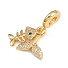 Brass Micro Pave Clear Cubic Zirconia European Dangle Charms KK-N271-42G-2